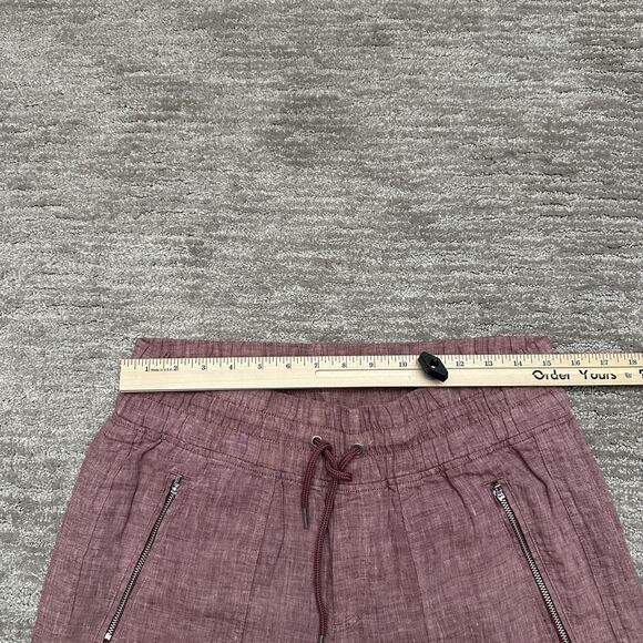 Athleta Pants Womens 10 Mauve Elastic Waist Drawstring Cabo Wide Leg Linen - Picture 8 of 11